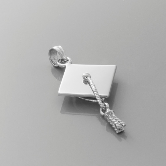Sterling Silver Graduation Cap w Tassel Charm - Picture 2 of 6